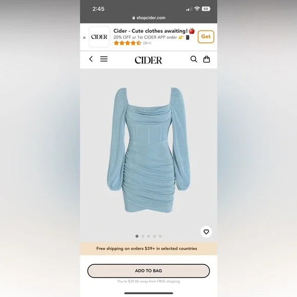 Dresses | Cider Blue Runched Dress | Poshmark